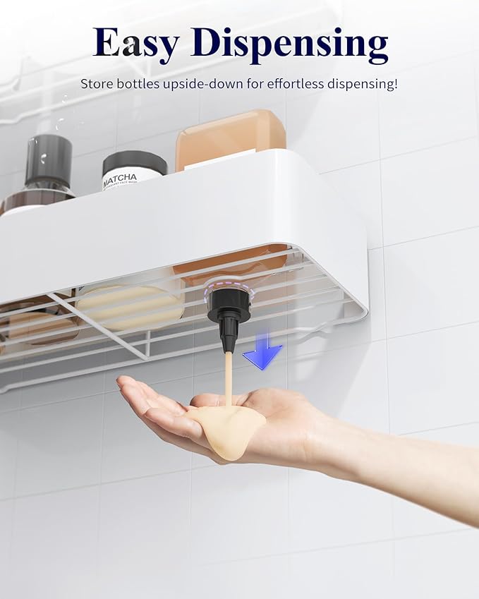 Kitsure Shower Caddy - 2 Pack Adhesive Shower Organizer, Rustproof Metal Shelves, No-Drill Bathroom Organizers and Storage, W