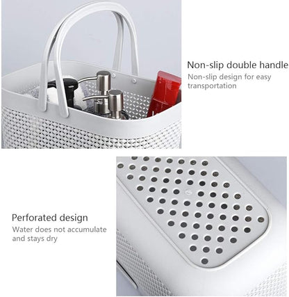 UUJOLY Plastic Organizer Storage Baskets with Handles, Shower Caddy Bins Organizer for Bathroom and kitchen（Grey
