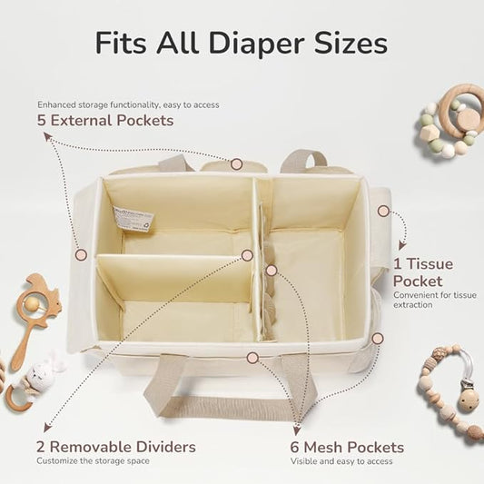 YOHOOLYO Baby Diaper Caddy Organizer, Large Portable Storage Basket for Newborn Essentials, Nursery Must-Have for Boys and Gi