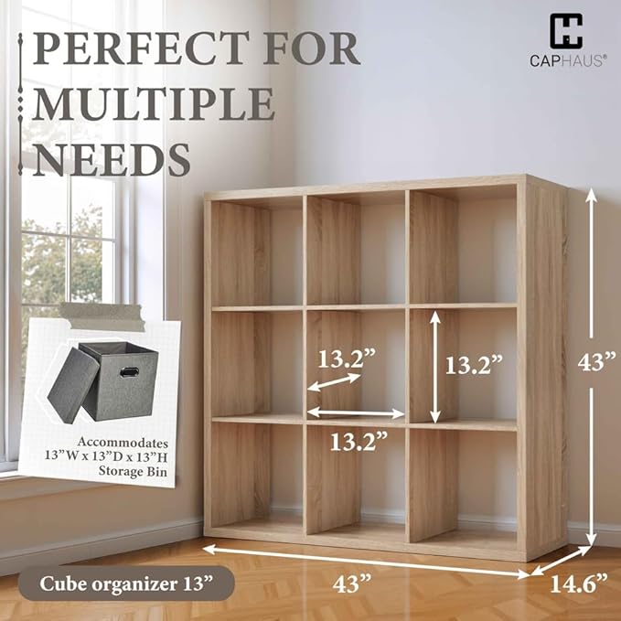 CAPHAUS Sturdy Room 13-Inch Cube Storage Organizer Shelf, with Extra Thick Exterior Edge, Open Storage Shelf Divider, Bookcas