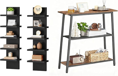 HOOBRO Wall Shelf and Console Table Bundle, 2 Pack Floating Shelves Wall Mounted, Small Entryway Table with Storage Shelves, 