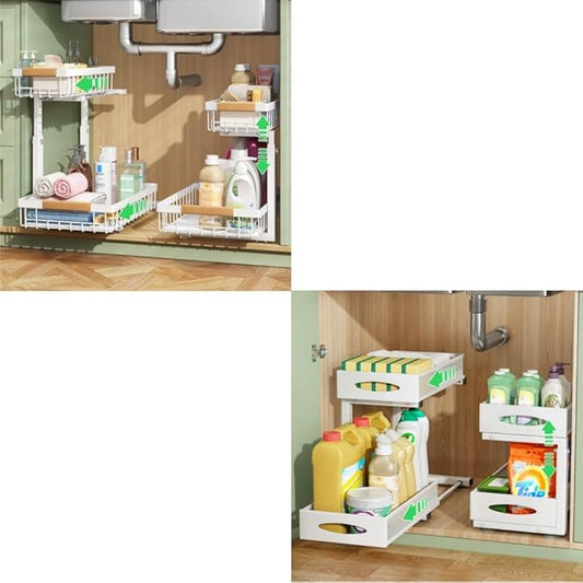 Kitstorack 2 Packs Under Sink Organizer+1 Pack Under Sink Organizer