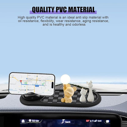Multifunctional Car Anti-Slip Pad, 3 in 1 Rotatable Non-Slip Vehicle Dashboard Mat with Phone Holder & Temporary Parking Numb