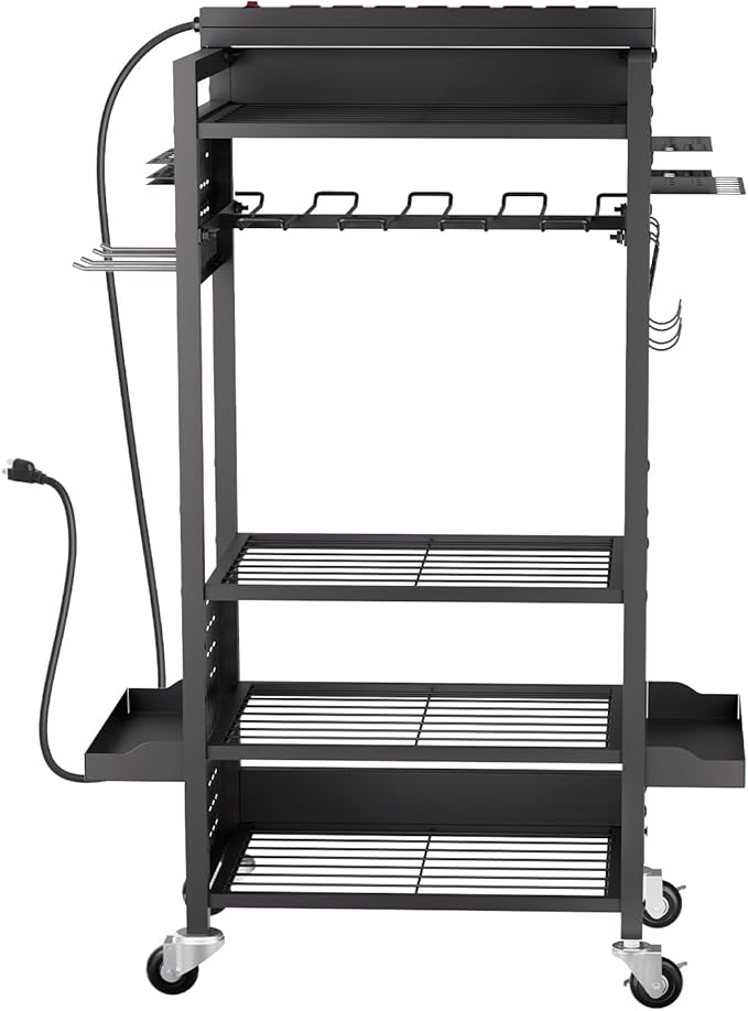 VEVOR 5-Tier Tool Organizer Cart with Charging Station, 8 AC Outlet, Floor Stand Rolling Drill Holder and Tool Battery Storag