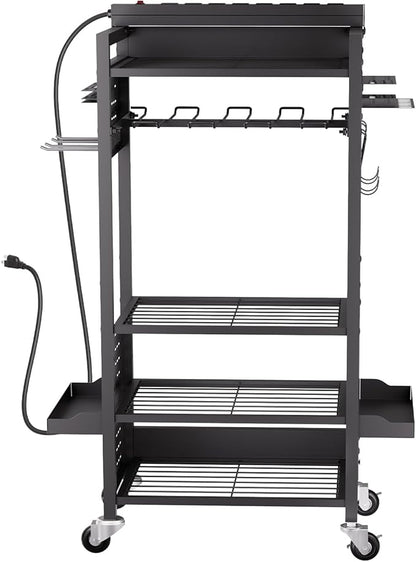 VEVOR 5-Tier Tool Organizer Cart with Charging Station, 8 AC Outlet, Floor Stand Rolling Drill Holder and Tool Battery Storag