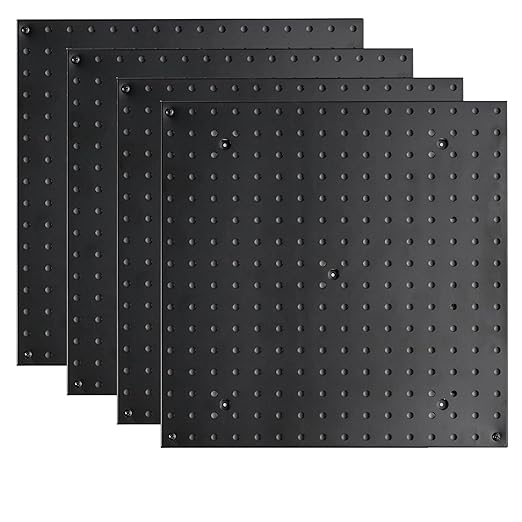 Pegboard Smith 16x16 inch Wall Tool Organizer Pegboard Panels, Black Metal Pegboard for Tool Storage, Workbench Tools Organiz