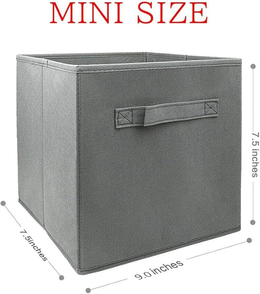 EBIGIC Mini Size 3-Pack Cube Storage Bins 9.0"x7.5"x7.5" Fabirc Foldable Closet Toy Organizer Collapsible Cloth Gray