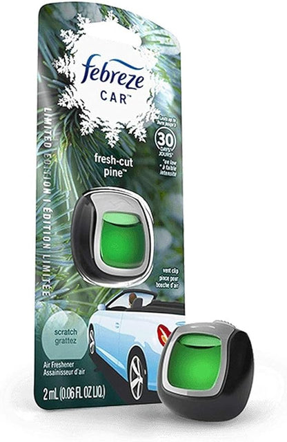Febreze Car Vent Clip Air Freshener - Limited Edition Holiday Collection - Fresh-Cut Pine - 1 Count Vent Clip Per Package - P