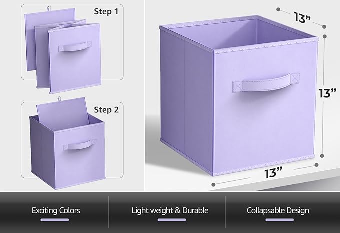 Sorbus Fabric Storage Cubes - 6 Foldable Storage Bins for Organizing Pantry, Cubbies, Toy Box - Clothes Storage & Closet Orga