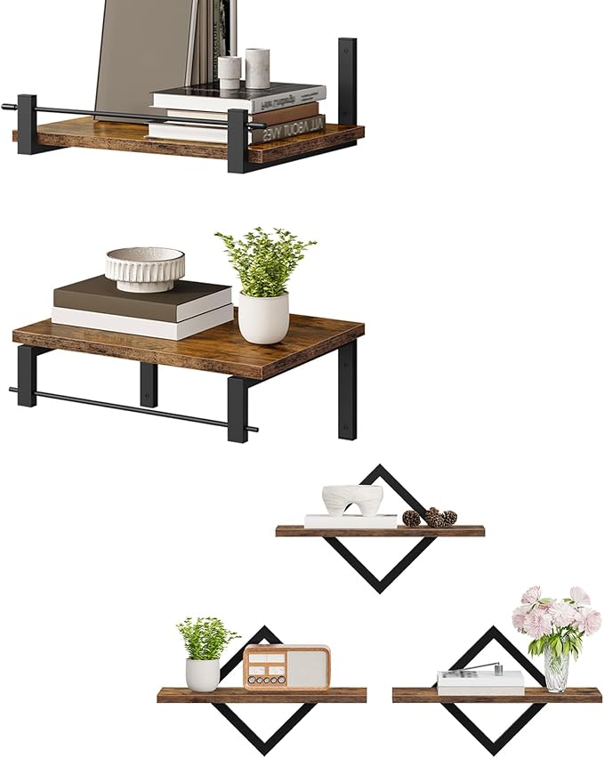 12 inch Deep Floating Shelves and Floating Shelves for Wall Bundle, Wall Mounted Shelves for Living Room, Bedroom, Study, Bat