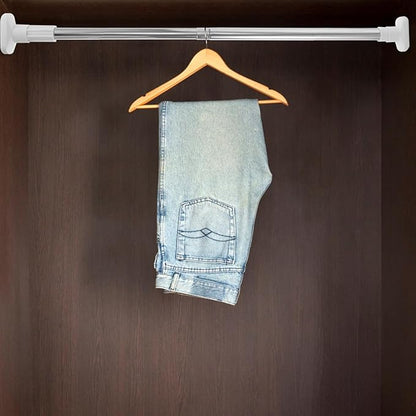 Lurrose 2 Pcs Adjustable Stainless Steel Closet Rods Heavy Duty Tension Bars 47-80cm Extendable Wardrobe Poles No Drilling fo