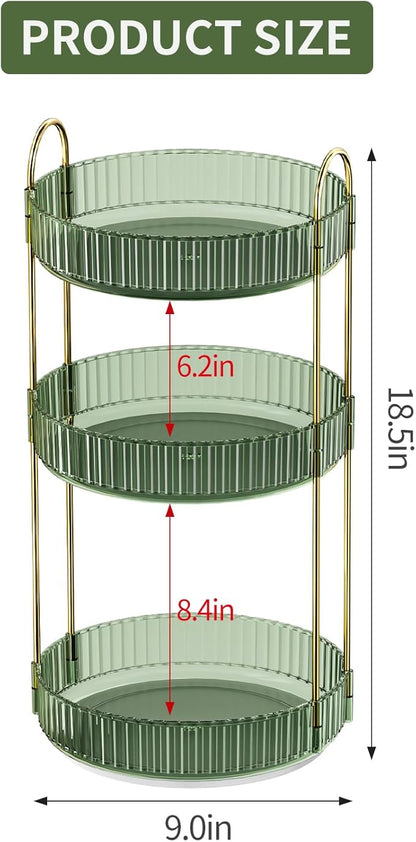 360° Rotating Makeup Organizer, Large Capacity Skincare Organizer, 3 Tier Cosmetic Skin Care Perfume Dresser Organizer, Fits 