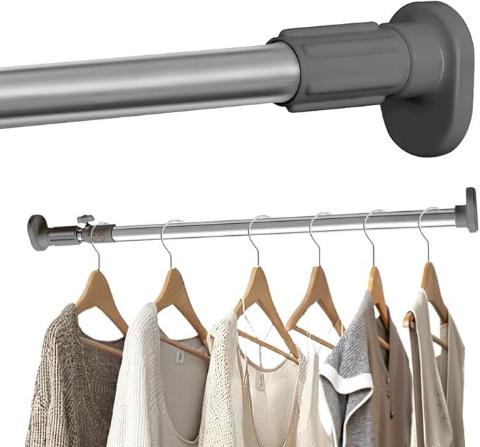 Hershii Expandable Window Shower Curtain Tension Rod Oval Head Clothes Hanging Bar Rail for Closet Wardrobe, No Drilling, 25.