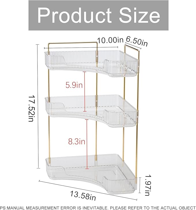 INVSSENE Corner Bathroom Countertop Organizer, Vanity Trays for Counter, Makeup Organizers, Perfume Tray, Kitchen Spice Rack,