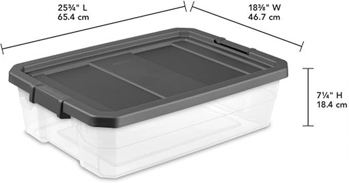 Sterilite 24-Pack Modular Stacker Box, Durable Clear Plastic Storage Bins with Latching Lids, 40 Quart - Stackable Organizing