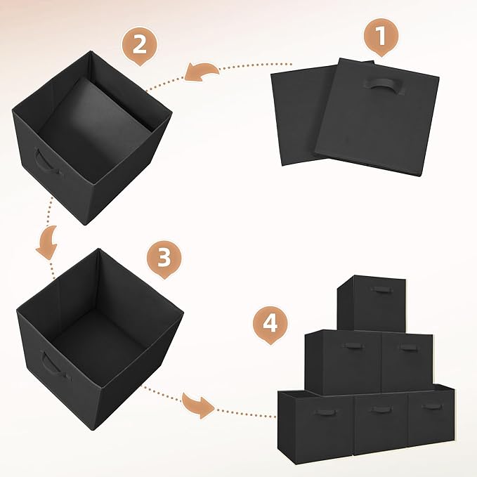 STORAGE MANIAC Storage Cubes, 13 Inch Collapsible Storage Bins with Handles, 10 Pack Fabric Foldable Bins for Organization, D