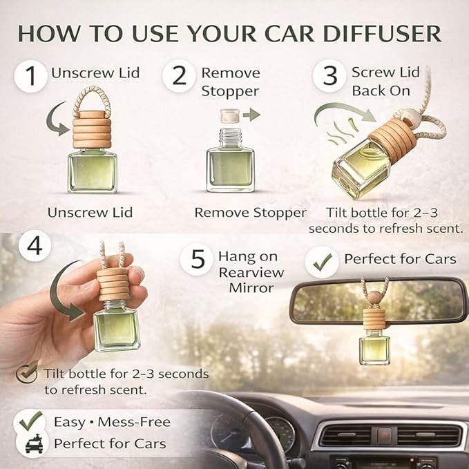 4 Pack Air fresheners | Long lasting car air fresheners, Hand-made in USA | Small room diffuser | Small Business Woman Owned.