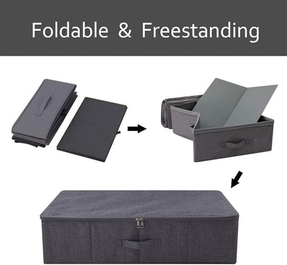 iwill CREATE PRO Underbed Storage Boxes for Bedding/Garment/Duvets/Blankets/Shoes, Folding Fabric Rigid Under bed Storage Bin