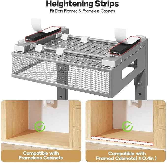 Under Sink Organizer, 2-Tier Dual Pull Out Cabinet Organizer Drawers With Smooth Circular Rail,Large Capacity Metal Mesh Slid