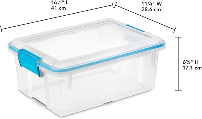 Sterilite 6-Pack Gasket Box, Weather-Resistant Storage Bins with Latching Lids, 12 Quart - Heavy-Duty Organizing Containers f