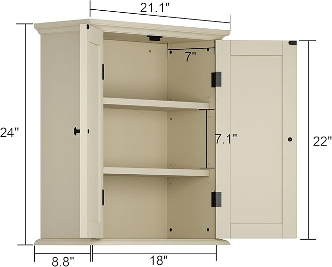 ChooChoo Bathroom Wall Cabinet, Over The Toilet Space Saver Storage Cabinet, Medicine Cabinet with 2 Door and Adjustable Shel