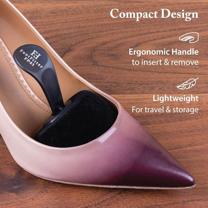 FootFitter Foam Shoe Trees with Handle for Women’s High Heels, Pointed Toe Travel Insert for Shoe Shape & Crease Protection