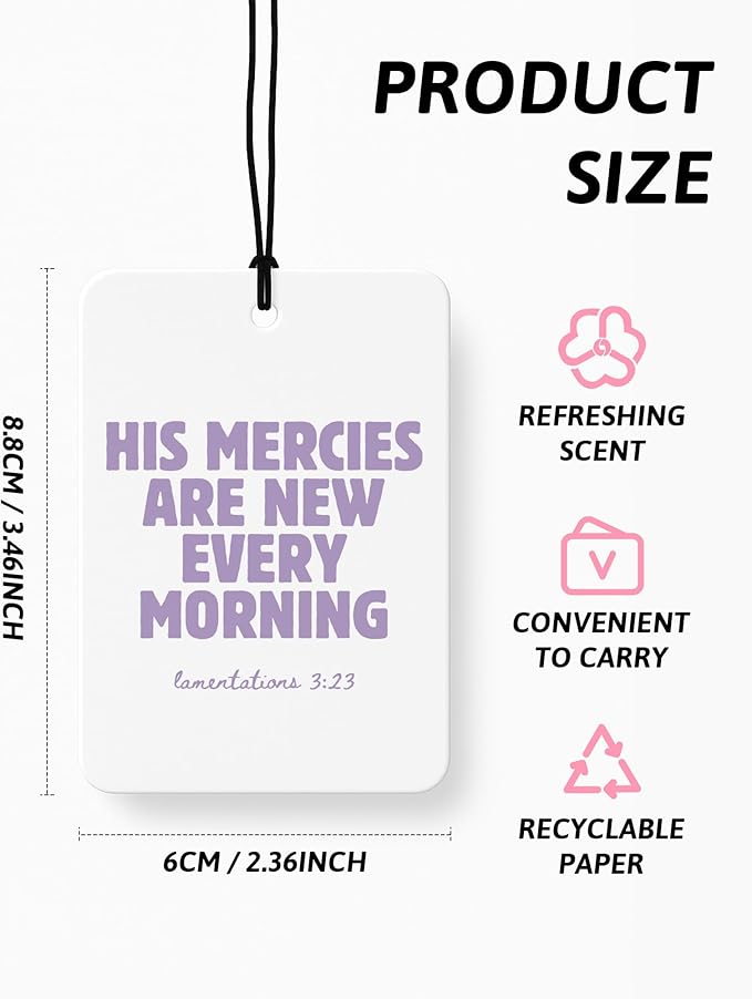 Purple Christian Car Air Freshener 4 Pcs, Girly Pink Bow Floral Religious Hanging Air Freshener for Cars Closet Drawer Books,