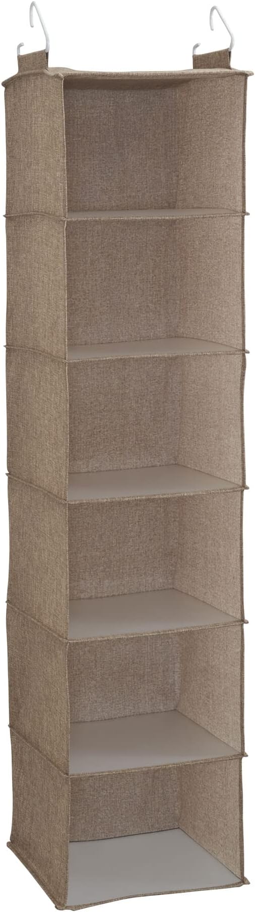 Household Essentials 6 Shelf Hanging Closet Organizer, Hanging Closet Shelf, Fabric Poly Linen and PEVA Shelving