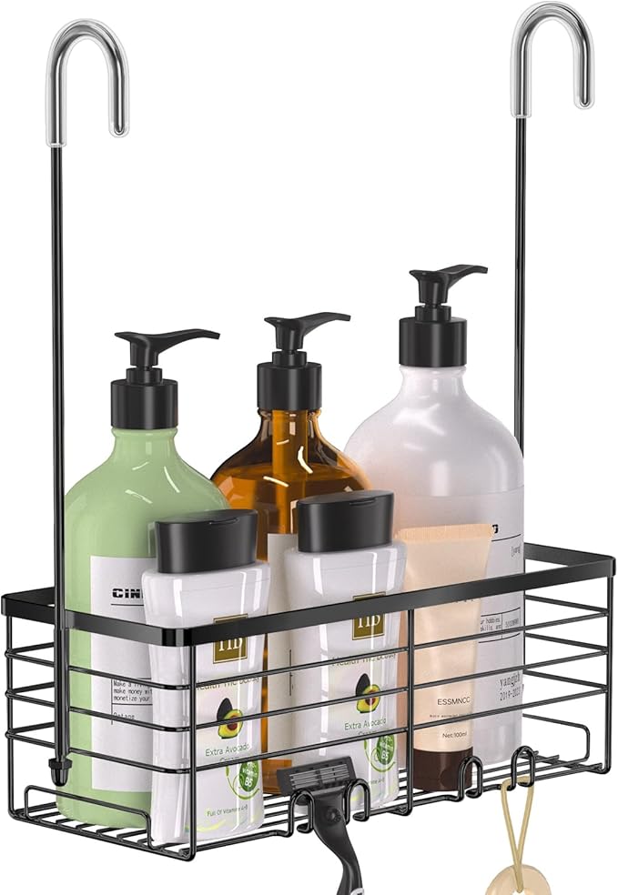 YUOROS Hanging Shower Caddy, Over the Door Shower Organizer Rack 304 Stainless Steel Rustproof Bathroom Storage Shampoo Holde