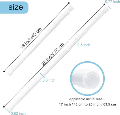 Tension Rod 16 to 28 Inch, Goowin Small Tension Rod, 5/8" Diameter No Drilling Expandable Short Tension Rods Spring Rods, Ten