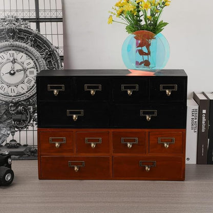 Apothecary Drawers Wooden Storage Box Vintage Wooden Drawers Wood Desktop Organizer Countertop Storage Box Library Card Catal