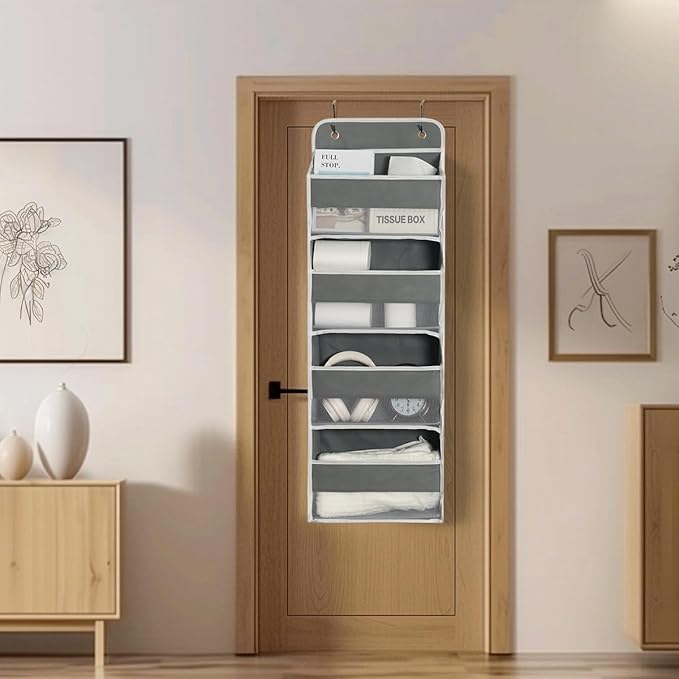 2 Pack Over Door Organizer, Over The Door Storage, 4 Shelf Hanging Door Organizer with 6 Mesh Pockets, 35 lbs Capacity Hangin