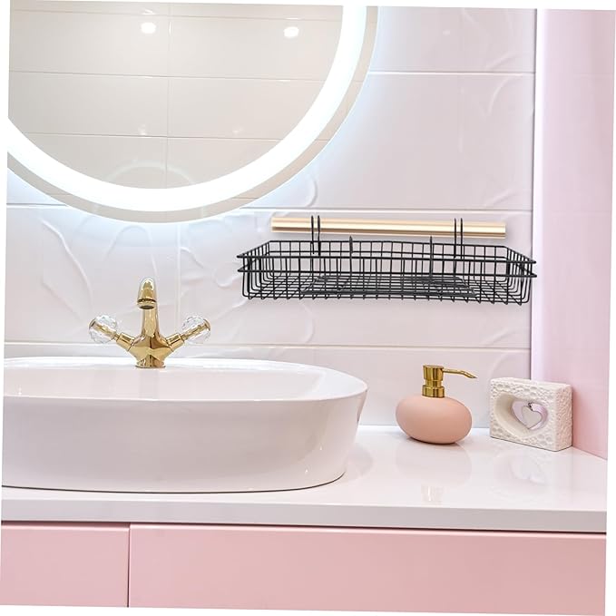 2pcs Metal Wire Wall Mount Baskets Grid Wall Storage Basket for Office Kitchen Bathroom