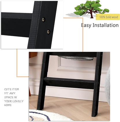 FUIN 5ft (58") Wood Blanket Ladder Living Room Decorative Wall Leaning Farmhouse Quilt Display Holder Storage Rustic Wooden T