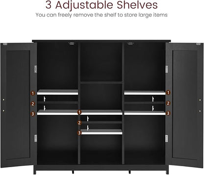 Iwell Storage Cabinet with 2 Doors and 4 Storage Shelves, Bathroom Cabinet, Cupboard for Living Room, Home Office, Entryway, 