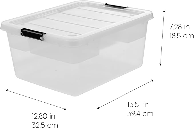 IRIS USA 6-Pack Clip Box with Latching Lids, 18 Quart Craft Storage Bins, Art & Writing Supply Containers for Home, Office & 