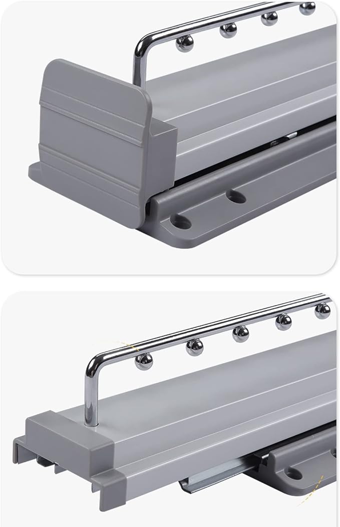 Pull Out Closet Clothes Rail, Extendable Hanging Rod Double Ball Sliding Rail, Adjustable Top Mount Wardrobe Organizer Rack H