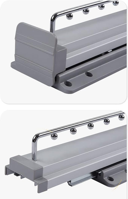 Pull Out Closet Clothes Rail, Extendable Hanging Rod Double Ball Sliding Rail, Adjustable Top Mount Wardrobe Organizer Rack H