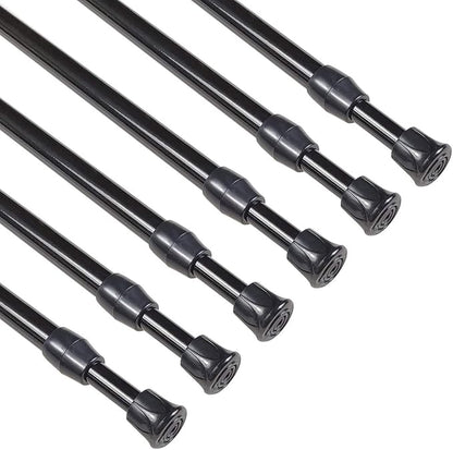 KXLife 6Pcs Spring Tension Curtain Rod, 28 to 40 Inch Adjustable Expendable Tension Rods for Windows, Black Spring Loaded Cur