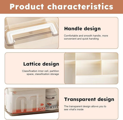 Clear Medicine Organizer Storage Box with Removable Tray, Plastic Medicine Storage Organizer & First Aid Box, Multipurpose Me