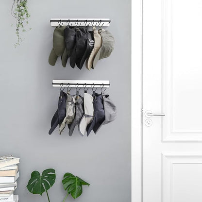Mkono Hat Rack for Wall Wooden Baseball Caps Organizer with 20 Hooks Rustic Cowboy Hat Hanger Wall Mounted Caps Display Rack 