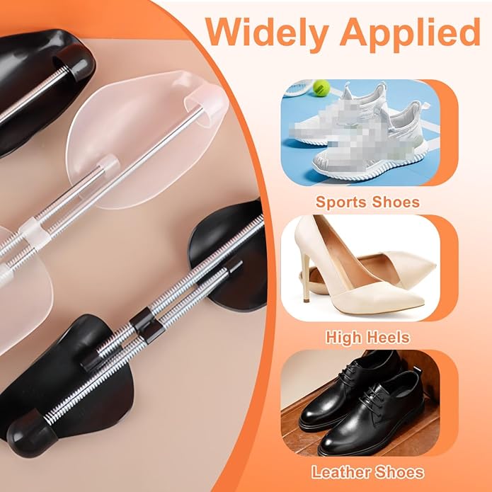 UPSTORE 4 Pairs Black Mens Plastic Adjustable Adult Shoe Tree Stretcher Boots Holder Shaper Support Practical Portable Shoe S