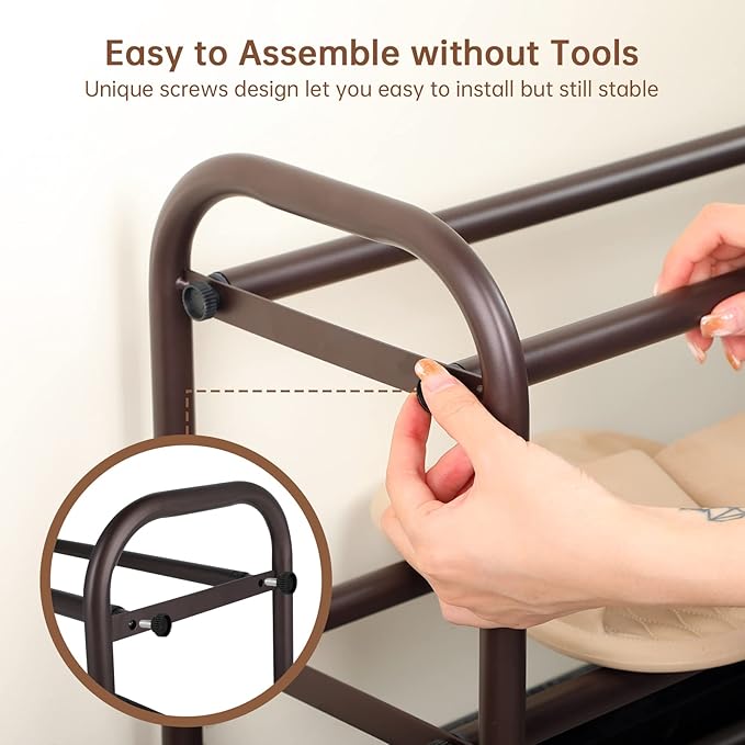 Gonfoam 4-Tier Expandable Shoe Rack,Adjustable Shoe Shelf Storage Organizer Heavy Duty Metal Free Standing Shoe Rack for Entr