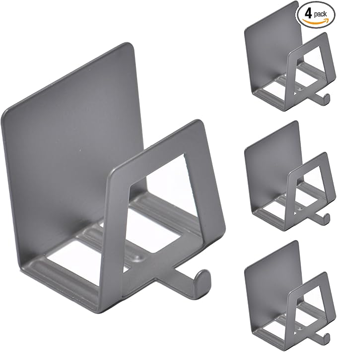 4 Pack Pot Lid Holders with Hook, Pot and Pan Hangers for Kitchen Inside Cabinet Wall Mount Rack Cabinet Door Lid Organizer, Save More Space, Grey