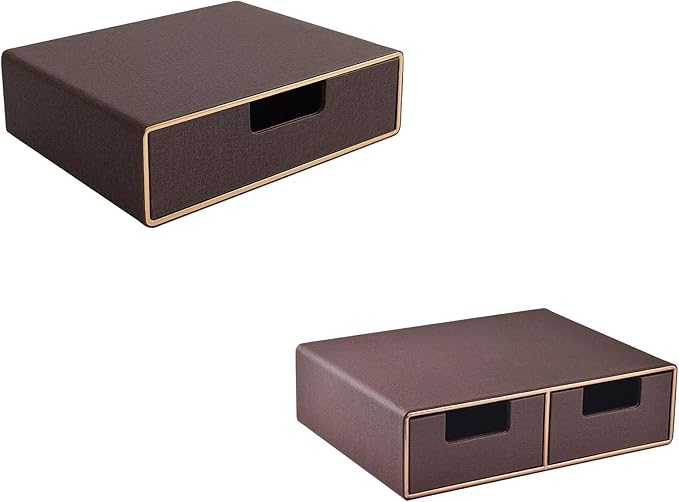 Stackable Organizer Drawer and Leather Desk Organizer with Drawers－Mini Desktop Drawer Organizer Stackable－Multifunctional Ta