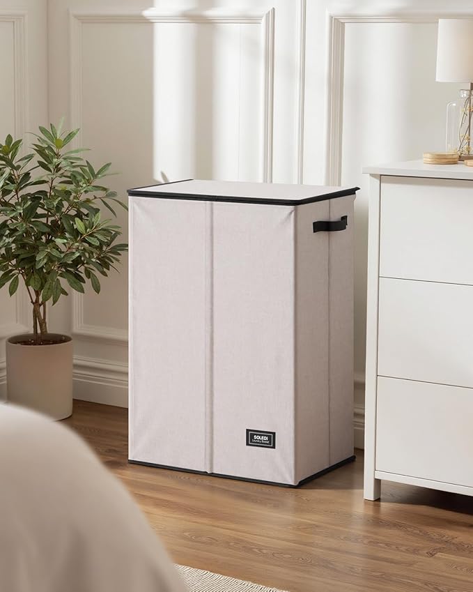 SOLEDI Laundry Hamper with Lid 130L Large & Tall Collapsible Laundry Basket, Clothes Hamper with Bag Removable Easy to Carry,