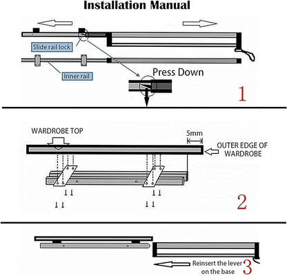 Adjustable Pull Out Clothes Rail - Extendable Closet Organizer Rack for Pants & Coats, 30-80cm - Space-Saving Hanger Solution