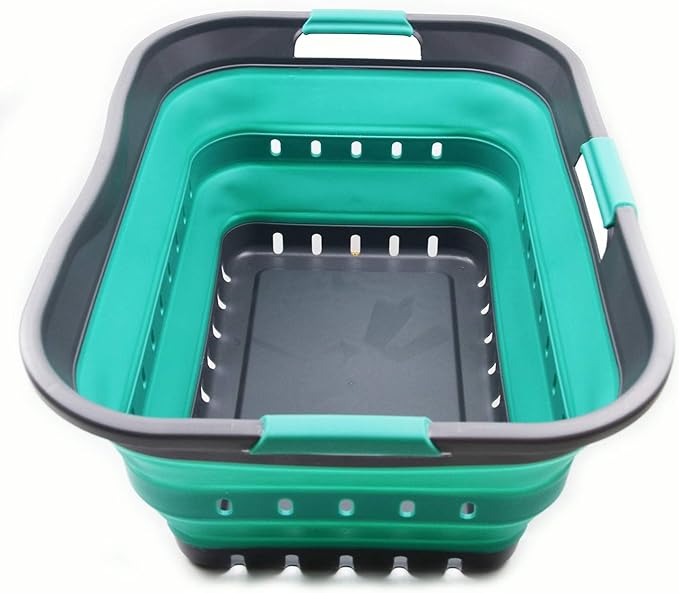 SAMMART 42L (11 gallon) Collapsible Plastic Laundry Basket - Foldable Pop Up Storage Container/Organizer - Space Saving Hampe
