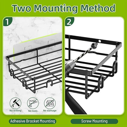 Metal Hat Rack for Wall, 2-Pack Hat Organizer for Baseball Caps Holds 20 Hats, Wall Mounted Hat Storage Holder Display, No Dr