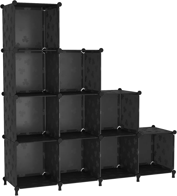 UNKU Cube Storage Organizer, 10 Cube Closet Organizer Storage Shelves, DIY Stackable Bookcase, Clothes Organizer Shelf for Cl